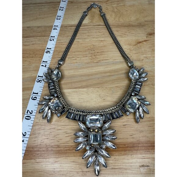 Loft Silver-Tone Crystal Statement Necklace With Rhinestone Accents - Picture 7 of 15
